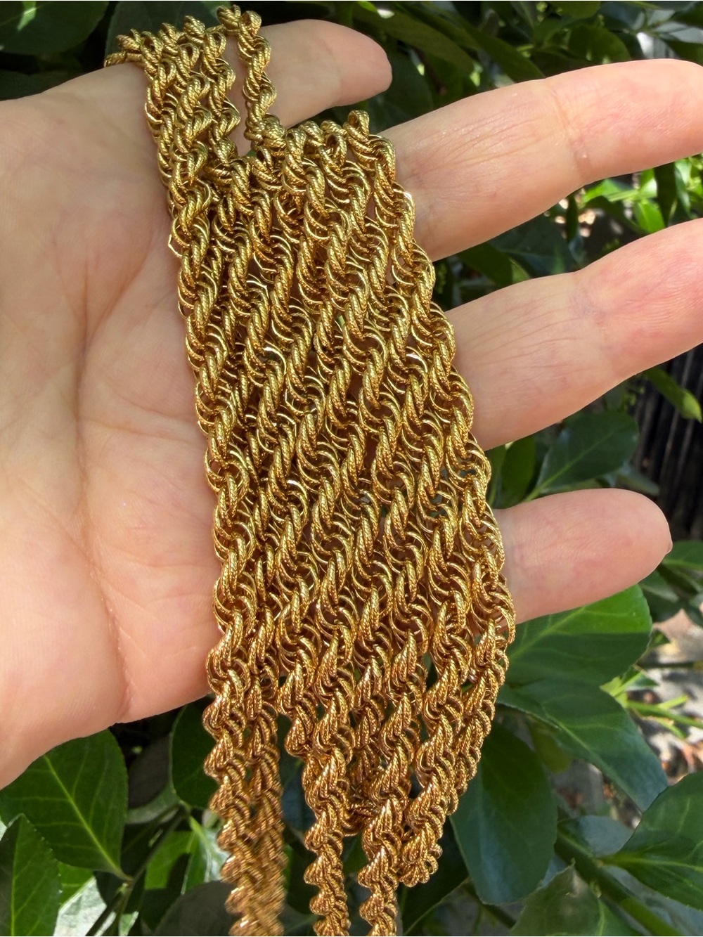 Vintage Thick Long Rope Chain Necklace Gold Tone Metal by Accessocraft NYC